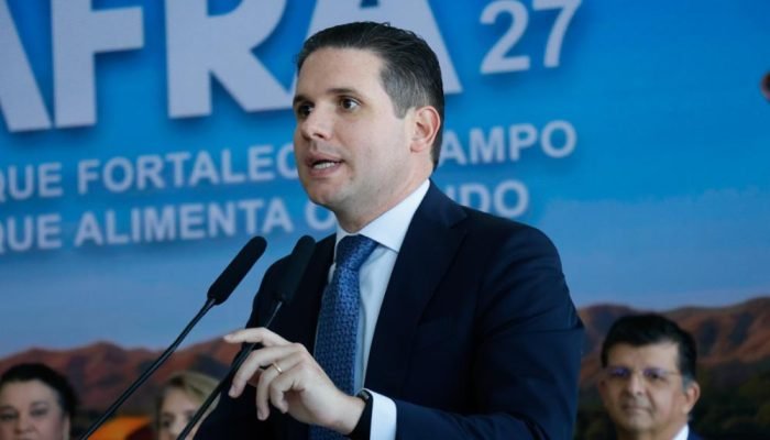 Presidente da Câmara, Hugo Motta, no lançamento do Plano Safra 2026/27. (Foto: Marina Ramos / C...